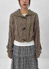 Defim Duffle Crop Cable Knit Cardigan