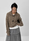 Defim Duffle Crop Cable Knit Cardigan