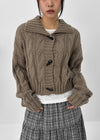 Defim Duffle Crop Cable Knit Cardigan
