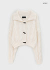 Defim Duffle Crop Cable Knit Cardigan