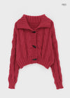 Defim Duffle Crop Cable Knit Cardigan
