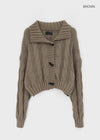 Defim Duffle Crop Cable Knit Cardigan