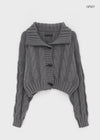 Defim Duffle Crop Cable Knit Cardigan
