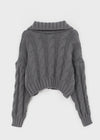 Defim Duffle Crop Cable Knit Cardigan