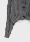 Defim Duffle Crop Cable Knit Cardigan