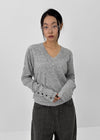 Lobster Button Wool V-Neck Knit
