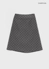 Pale Corduroy Dot Midi Skirt