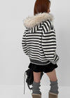 Shant Fur Trimming Wool Hooded Knitwear Zip-up