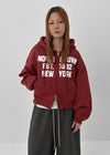 Yento Lettering Two-way Fleece Hooded Zip-up