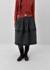 Lourang Check Cancan Midi Skirt