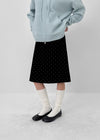 Pale Corduroy Dot Midi Skirt