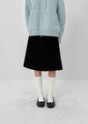 Pale Corduroy Dot Midi Skirt