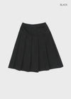 Knee-neck Wool Pleated Midi Skirt
