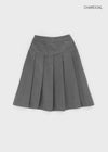 Knee-neck Wool Pleated Midi Skirt