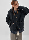 Happing Button Cable Knit Hooded Cardigan