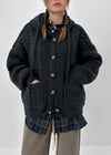 Happing Button Cable Knit Hooded Cardigan