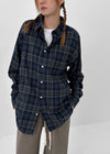 (UNISEX) Dewing Vintage Fleece Check Shirt