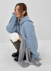 Happing Button Cable Knit Hooded Cardigan