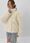 Popipi Unbal High Neck Vintage Fur Jacket
