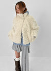 Popipi Unbal High Neck Vintage Fur Jacket