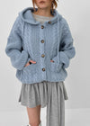 Happing Button Cable Knit Hooded Cardigan