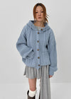 Happing Button Cable Knit Hooded Cardigan