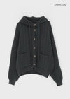 Happing Button Cable Knit Hooded Cardigan