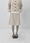 Pale Corduroy Dot Midi Skirt
