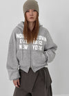 Yento Lettering Two-way Fleece Hooded Zip-up