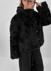 Popipi Unbal High Neck Vintage Fur Jacket