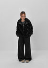 Popipi Unbal High Neck Vintage Fur Jacket