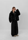 Popipi Unbal High Neck Vintage Fur Jacket