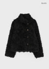 Popipi Unbal High Neck Vintage Fur Jacket