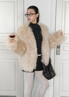 Pimel No-Collar Overfit Fur Jacket