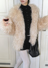 Pimel No-Collar Overfit Fur Jacket