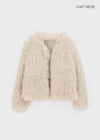 Pimel No-Collar Overfit Fur Jacket