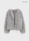Pimel No-Collar Overfit Fur Jacket