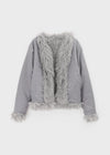 Pimel No-Collar Overfit Fur Jacket