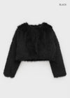 Laping No Collar Crop Fur Jacket (4 Oz)