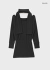 T-deng Fleece Unbalanced Mini Dress (muffler Set)