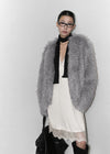 Pimel No-Collar Overfit Fur Jacket