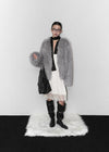 Pimel No-Collar Overfit Fur Jacket