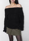 Romtin Overfit Boucle Off-shoulder Knit