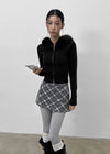 [MADE] Eriki Fur Trimming Knit Zip-up (Set Available)