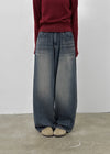 Komae Washed Fleece Wide Denim Pants
