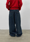 [MADE] Ninda Stripe Balloon Fleece Denim Pants