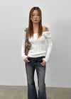 Rafine Cable Off-shoulder Knit