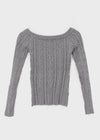 Rafine Cable Off-shoulder Knit