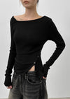 Tspi Slit Button Knit Long Sleeve T-shirt