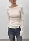 Tspi Slit Button Knit Long Sleeve T-shirt
